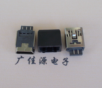 福建MINI USB 5Pin接口 带护套焊线母座 B型180度铜壳