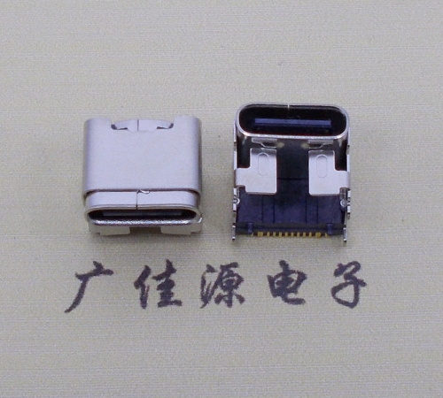 福建type c16p四脚插板单排贴片板上垫高母座H=5.9、9.5mm